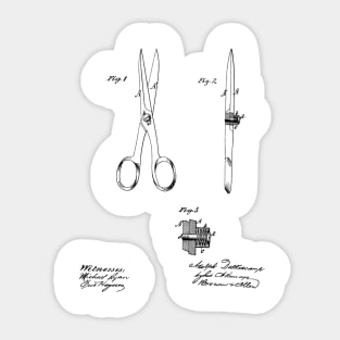 Shears and Scissors Vintage Patent Hand Drawing Sticker